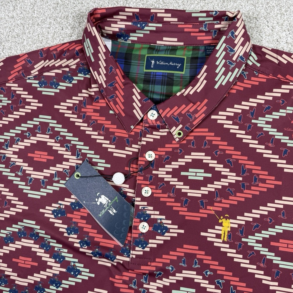 NEW WILLIAM MURRAY Mens XL‎ POLO SHIRT FALL INTO FORMATION GOLF AZTEC TRIBAL